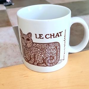 Taylor Ng Le Chat Cat Yarn Mouse Coffee Mug Cup Brown Japan Vintage 1978